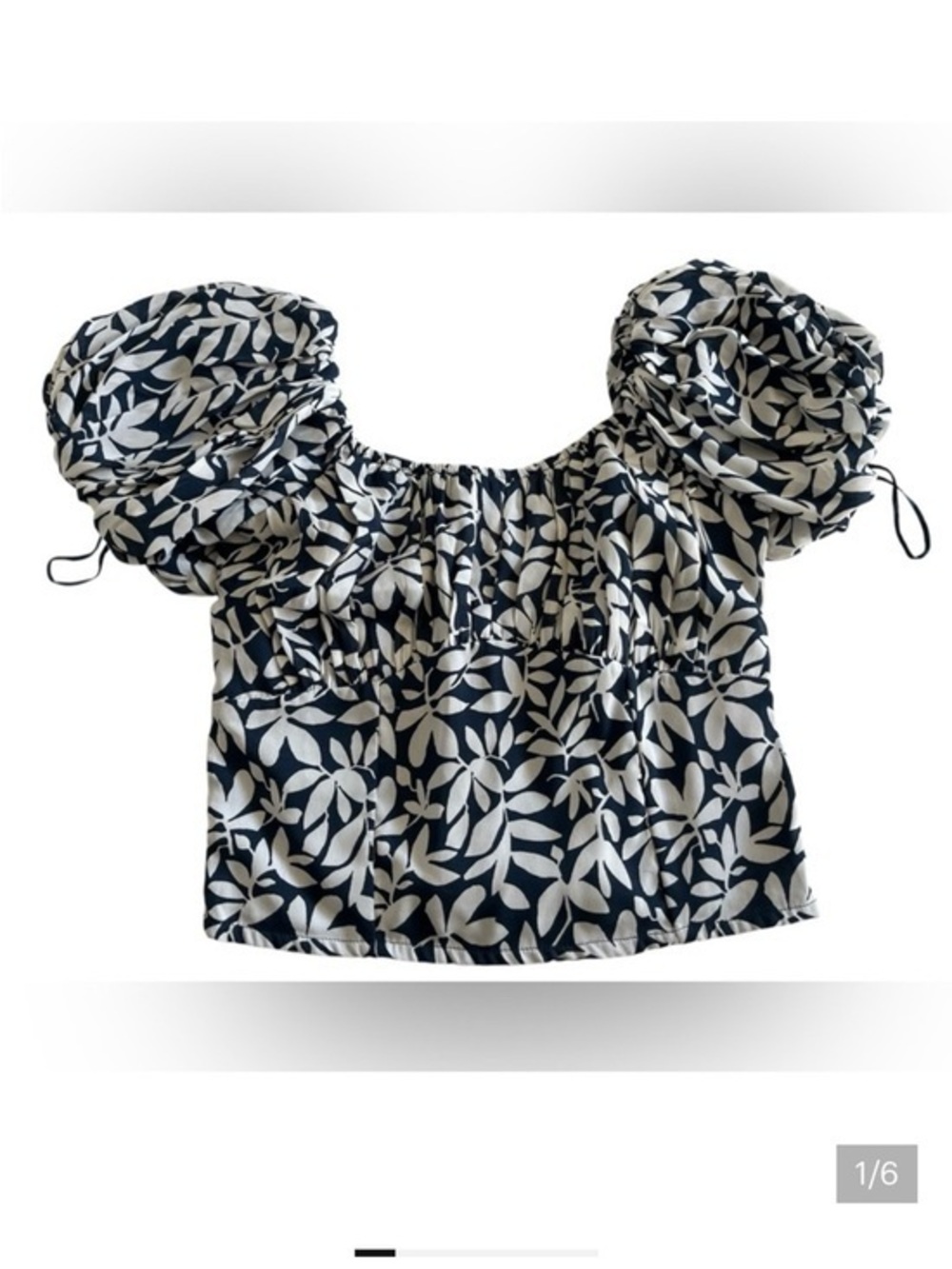 NWT Abercrombie & Fitch puffy sleeve crop top blouse tropical